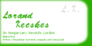 lorand kecskes business card